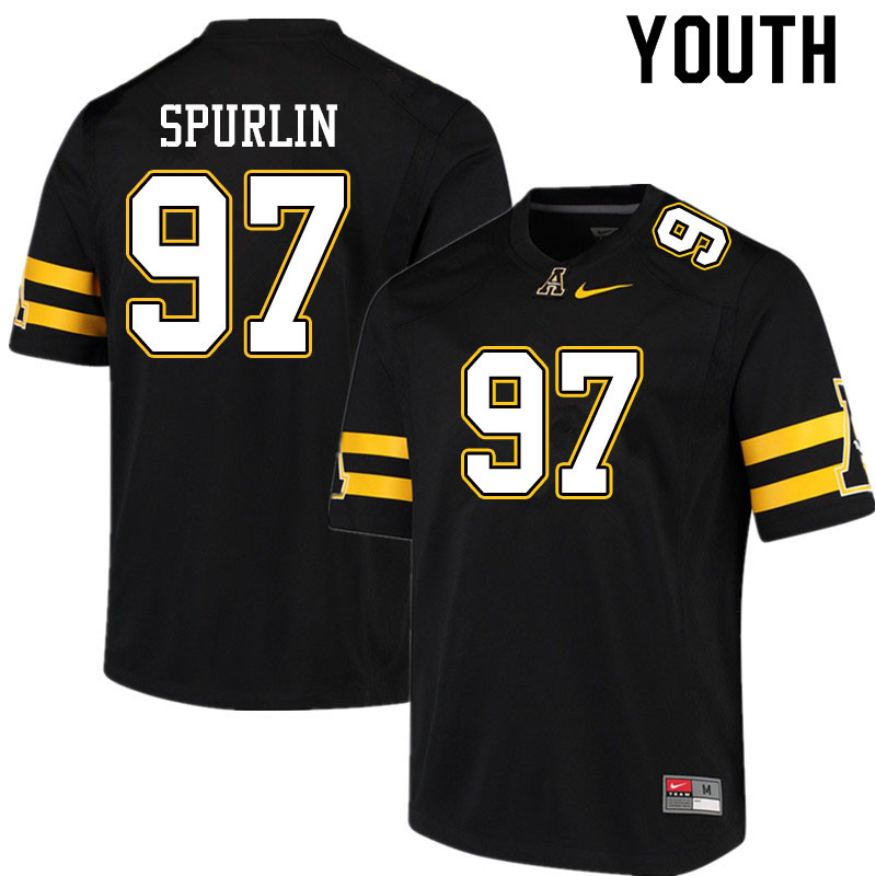 Youth #97 Caleb Spurlin Appalachian State Mountaineers College Football Jerseys Sale-Black